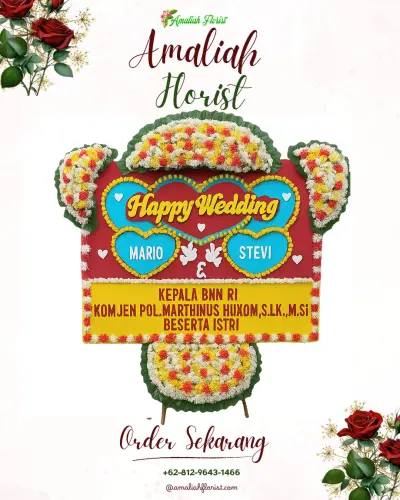 Karangan Papan Bunga Pernikahan di Kesenden